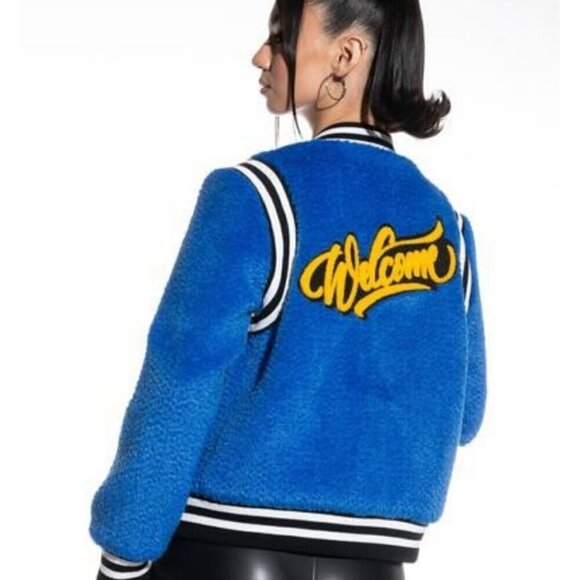 Azalea Wang Furry Varsity Letterman Jacket size S NWT - Picture 1 of 5